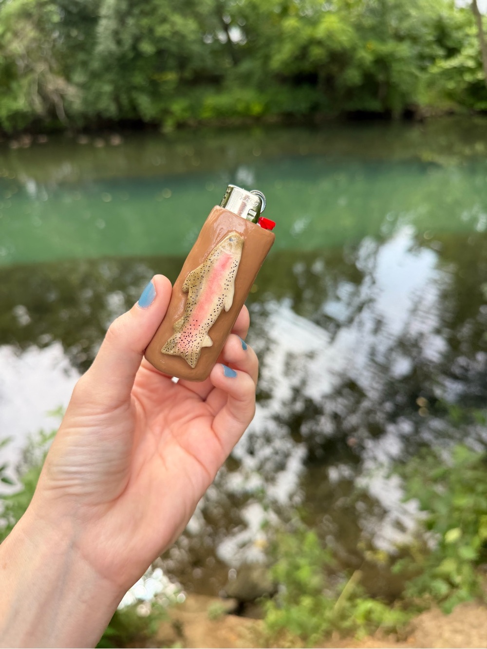 Handcrafted Trout Lighter Sleeve